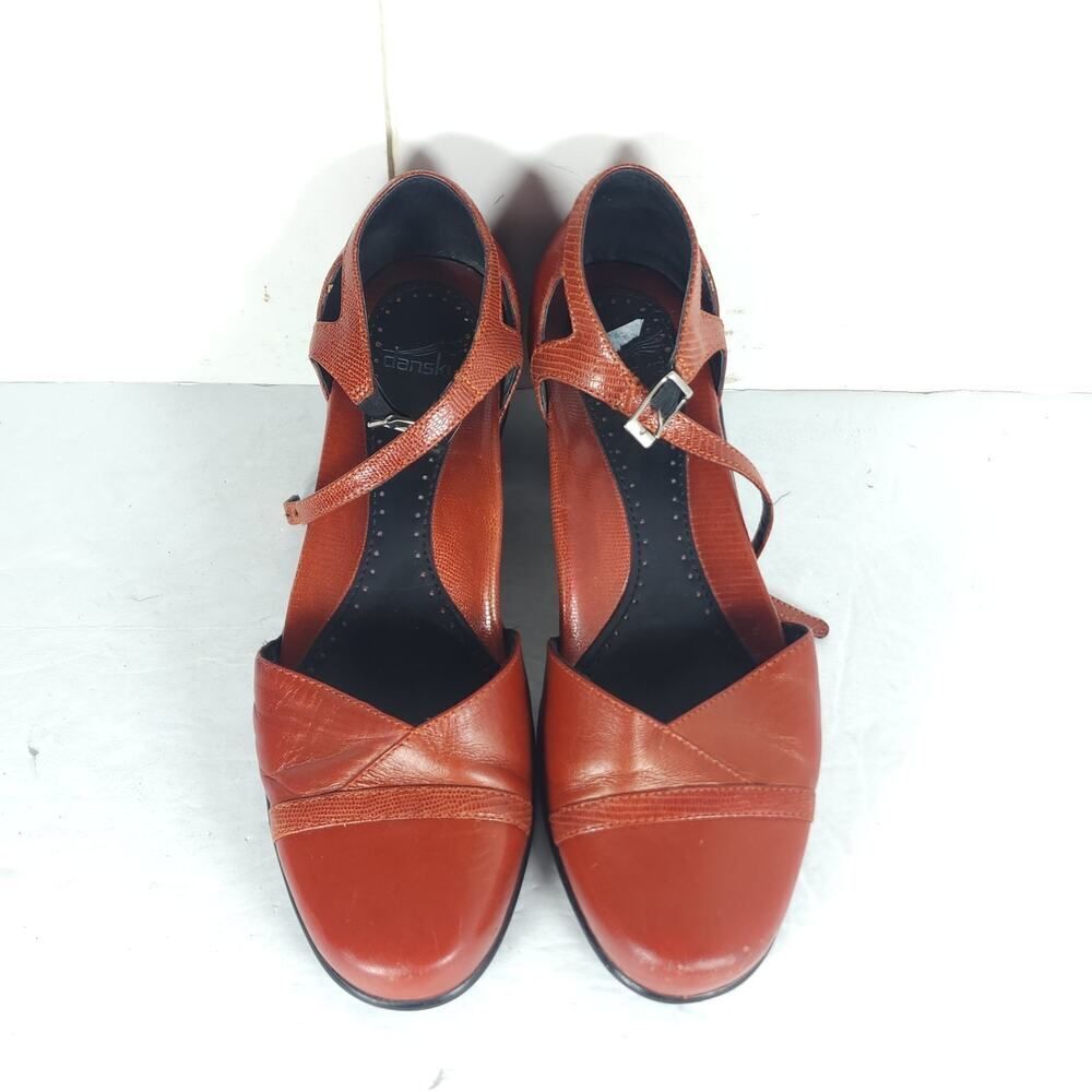 Dansko Women's Roxy US6,5 EU37 Red Leather Ankle Strap Mary Jane Shoes - Picture 4 of 16